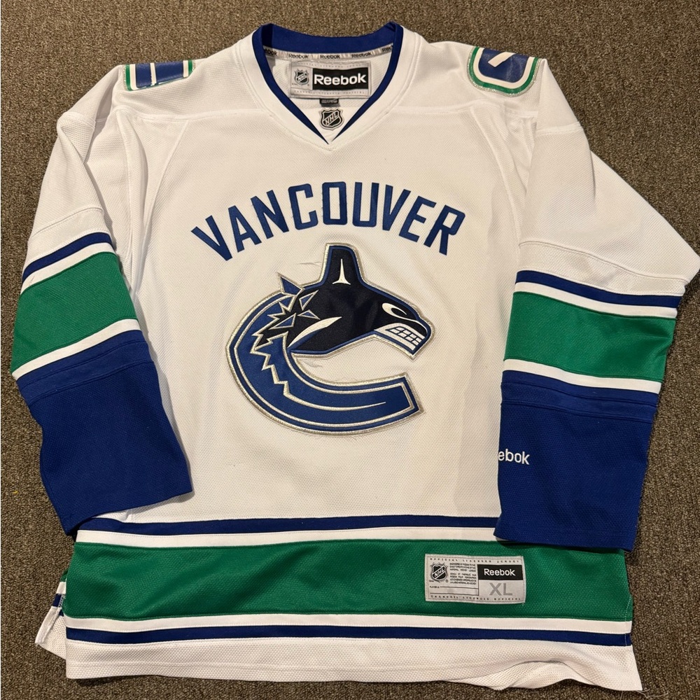 Reebok White and Blue Vancouver Jersey